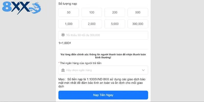 Nạp tiền 8XX qua thẻ cào